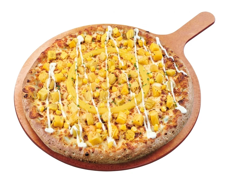 Holy Honey Sweet Potato Pizza with sweet potato mousse and corn at Pizza Maru & Katsuya, Calgary